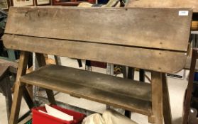 An elm saddle rack with shelf CONDITION REPORTS Height approx 119 cm.