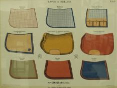 AFTER E OBERLIN "Tapis di Selles", coloured print depicting various horse blankets,