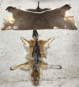 A Water Buck skin rug and a Jackal skin rug