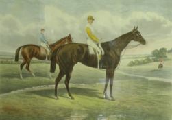 AFTER R POWELL "The Dead Heat for The Derby 1884",coloured engraving,