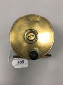 A Hardy brass Birmingham 4½" plate wind reel