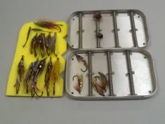 A collection of fifteen hand tied Atlantic salmon flies of various patterns and a Wheatley "Kilroy"