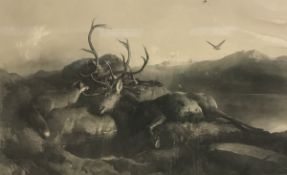 AFTER SIR EDWIN LANDEER "Morning" engraved by THOMAS LANDSEER together with the companion print