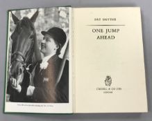 A box containing assorted books on riding to include PAT SMYTHE "One Jump Ahead"