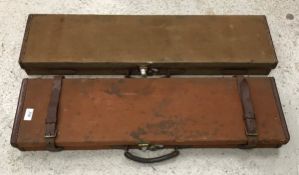 Two vintage canvas covered and leather trimmed motor cases