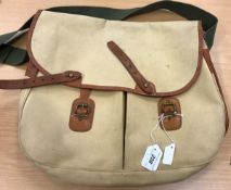 A Liddesdale canvas and leather fisherman's bag with liner