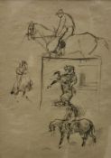 GEORGE DENHAM ARMOUR "Horse and Jockey Studies", black chalk, circa 1891,