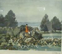 AFTER ALFRED MUNNINGS "Taking Hounds to Cover", colour print, signed in pencil lower right,