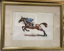 FRAN SAUNDERS "Copy of John Skeeping", horse racing study, pastel, signed lower right and dated '70,
