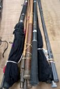 A collection of assorted fishing rods, to include a Masterline "Avon Duo",