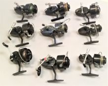 A collection of nine assorted Mitchell fixed spool reels to include three model 410s,