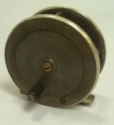 A fly fishers winch "Jet" 2¾" ebonite and brass plate wind reel