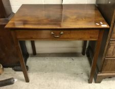 A 19th Century mahogany single drawer side table on square chamfered supports