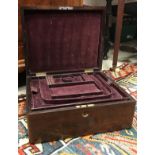 A Victorian rosewood jewellery casket set with mother of pearl plaque inscribed "Sibella",