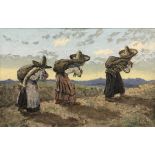 VICTOR COVERLEY PRICE(1901-1988) "Mexican horizon" women returning from work at sunset oil on