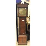 An oak cased long case clock, the eight day movement with square brass dial,