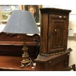A carved gilt wood table lamp in the Italianate manner together with a 19th Century elm and