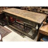 An oak refectory table in the 17th century manner,
