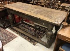 An oak refectory table in the 17th century manner,