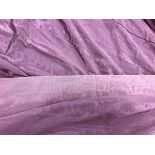 Two pairs of watered taffeta type purple interlined curtains with taped pencil pleat headings