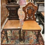 Two 19th Century mahogany panel seated hall chairs