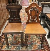 Two 19th Century mahogany panel seated hall chairs