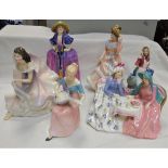 A collection of six Royal Doulton figurines comprising "Patricia" (HN1431),