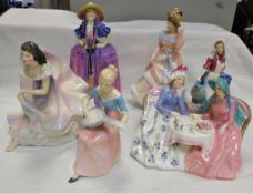 A collection of six Royal Doulton figurines comprising "Patricia" (HN1431),