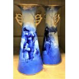 A pair of Royal Doulton "Blue Children" tapered vases
