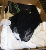 Two boxes of assorted Victorian and later babies Christening robes, nightdresses,