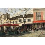 VICTOR COVERLEY PRICE (1901-1988) "Place du Tertre, Montmartre" a busy square with figures seated,