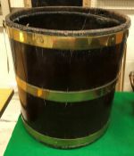 A late George III Irish brass bound mahogany peat bucket