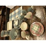 A collection of Anta "Tartan" decorated china wares to include bowls various, square dish,