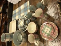 A collection of Anta "Tartan" decorated china wares to include bowls various, square dish,
