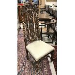 A Carolean style walnut hall chair