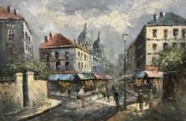 BURNETT "French Street Scene" oil on canvas,