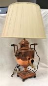 A 19th Century copper samovar now as a table lamp