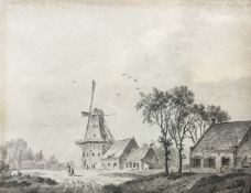 BAREND CORNELIUS KOEKKOEK (Netherlands 1803-1862) "A Country scene depicting a windmill,