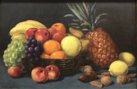 VICTOR COVERLEY PRICE(1901-1988) "Fruit basket" a still life study oil on board signed and dated