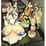 A collection of various figurines including Royal Doulton "Christine" (HN2792), "Adrienne" (HN2304),