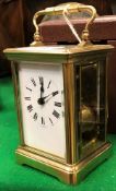 A circa 1900 brass cased carriage clock,