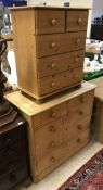 A Victorian pine chest of two short over three long drawers,