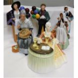 A collection of six Royal Doulton figurines comprising "Balloon Lady" (HN2935),