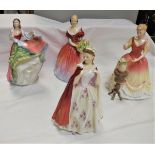 A collection of four Royal Doulton figurines comprising "Ann" (HN3259), "Bess" (HN2002),