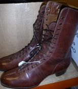 A pair of vintage brown leather ladies lace-up boots,