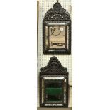 Two Indian metal framed six-plate mirrors,