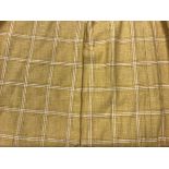 Three pairs of Colefax & Fowler linen type yellow checked interlined curtains with fixed triple
