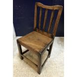 Three pairs of late 18th and early 19th Century Provincial oak panel seated dining chairs
