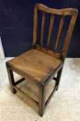 Three pairs of late 18th and early 19th Century Provincial oak panel seated dining chairs