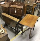 An Edwardian mahogany and inlaid student's bureau,